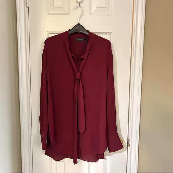Theory Silk Tie Bow Blouse - Picture 3 of 5